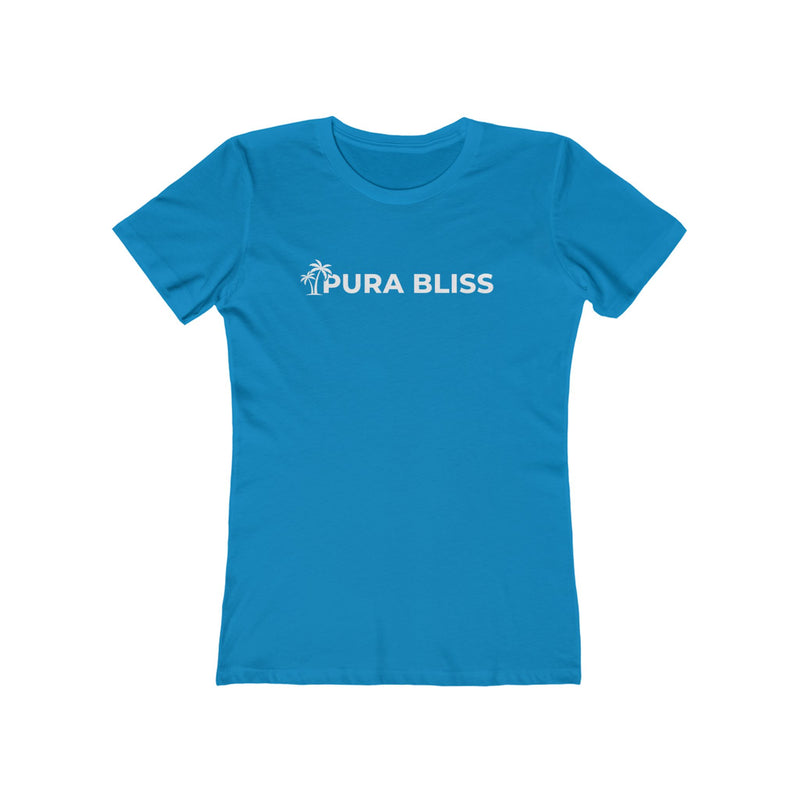 Pura Bliss Women's Boyfriend Tee — Relaxed Black Tropical Logo T-Shirt