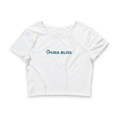 Pura Bliss Crop Tee — Women's Minimal Palm Logo Crop Top
