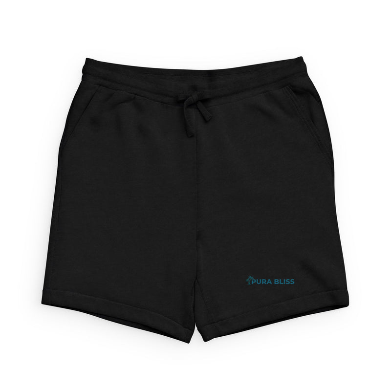 Minimal 'Dusk Blue' Logo Sweatshorts - Black Sponge Fleece Lounge Shorts