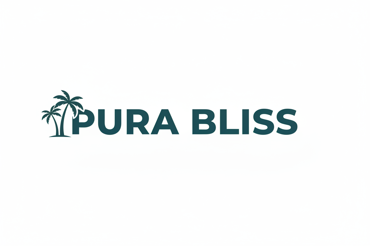 Pura Bliss logo with palm trees